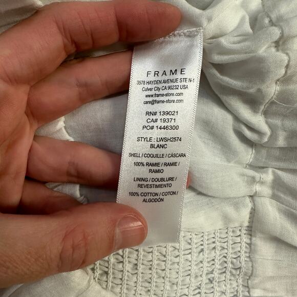 NEW FRAME Ruched Crop Puff Sleeve Blouse Blanc White - Picture 9 of 14